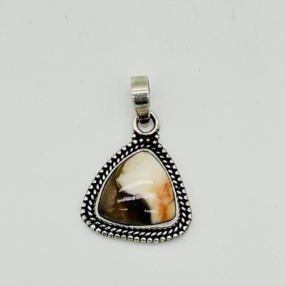 Peanut Wood Jasper Pendant; 925 Sterling Silver